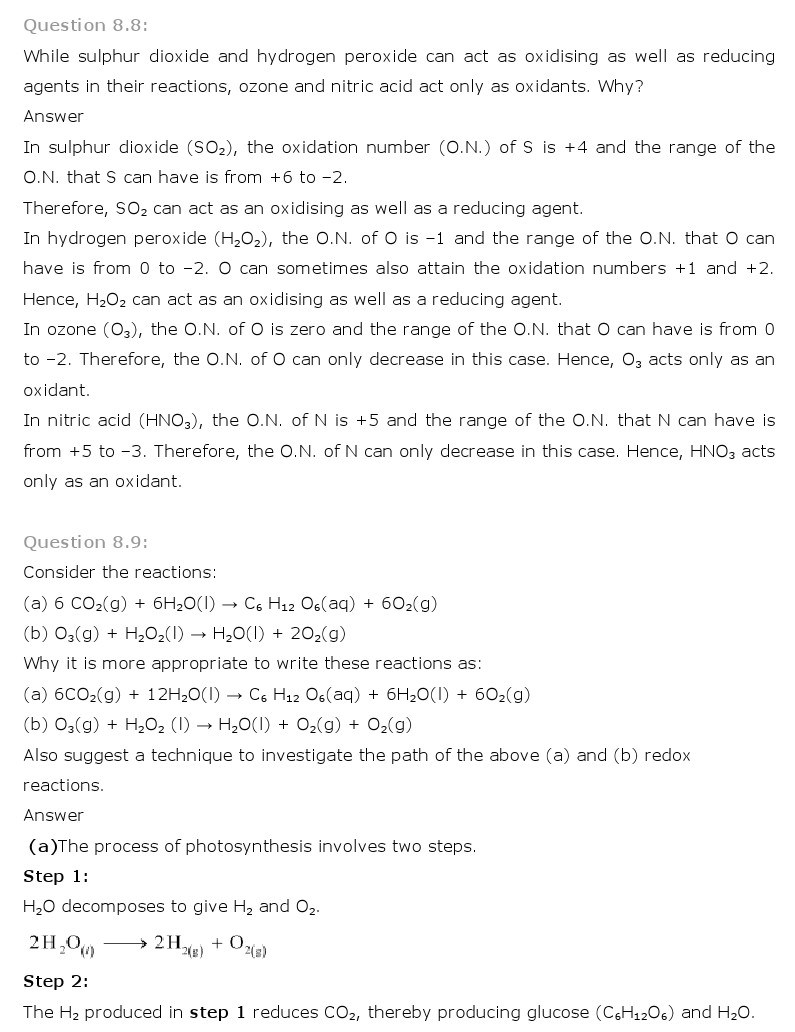 11th, Chemistry, Redox Reactions 11