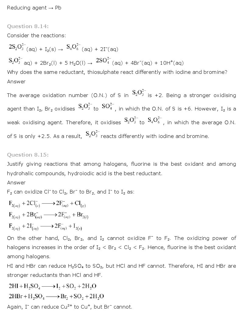 11th, Chemistry, Redox Reactions 16