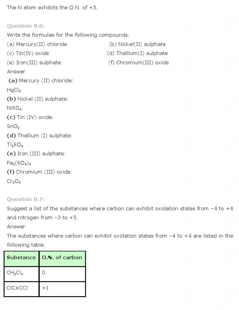 Redox Reactions, Class 11 Chemistry NCERT Solutions