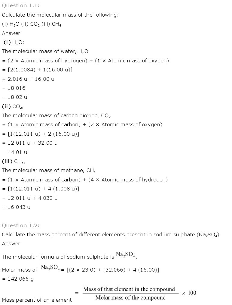 11th, Chemistry, Some Basic Concepts of Chemistry 1