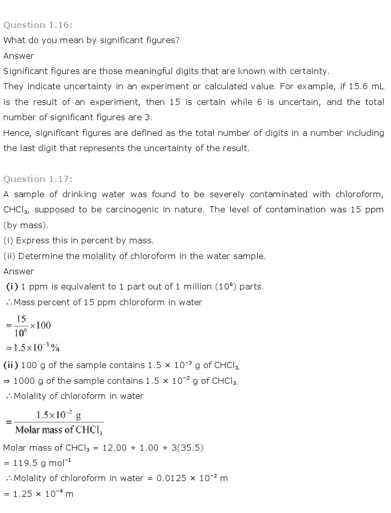 11th, Chemistry, Some Basic Concepts of Chemistry 10