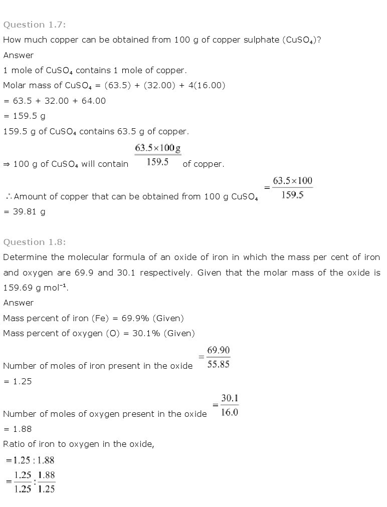 11th, Chemistry, Some Basic Concepts of Chemistry 5