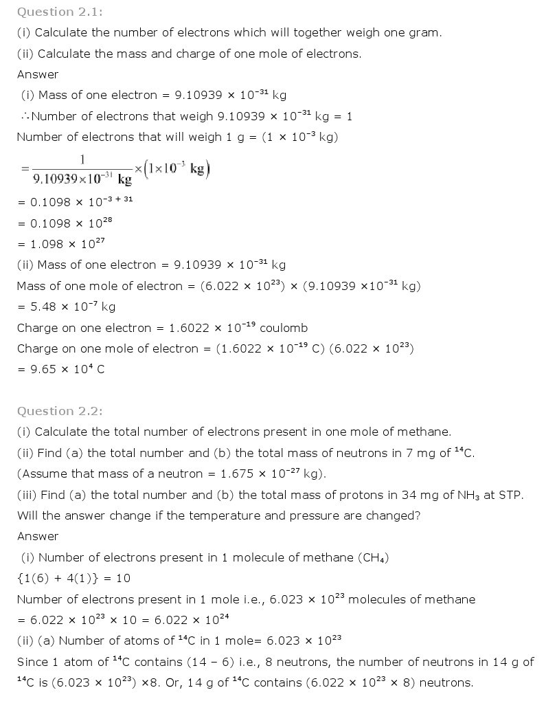 11th, Chemistry, Structure of Atom 1