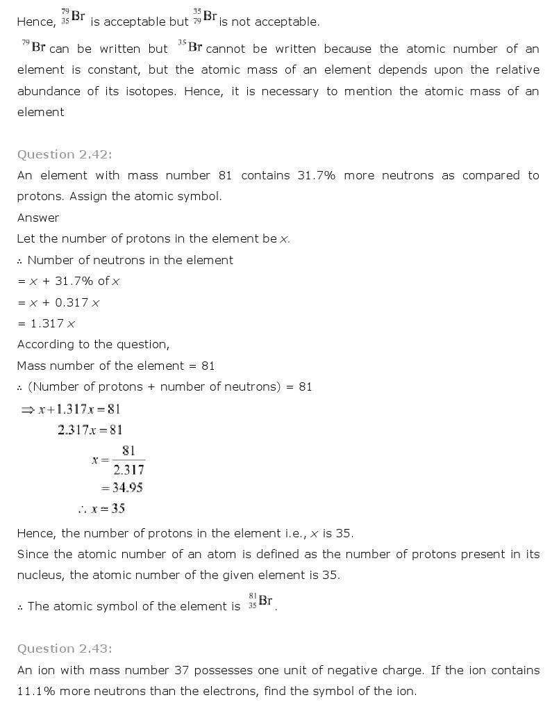 11th, Chemistry, Structure of Atom 29