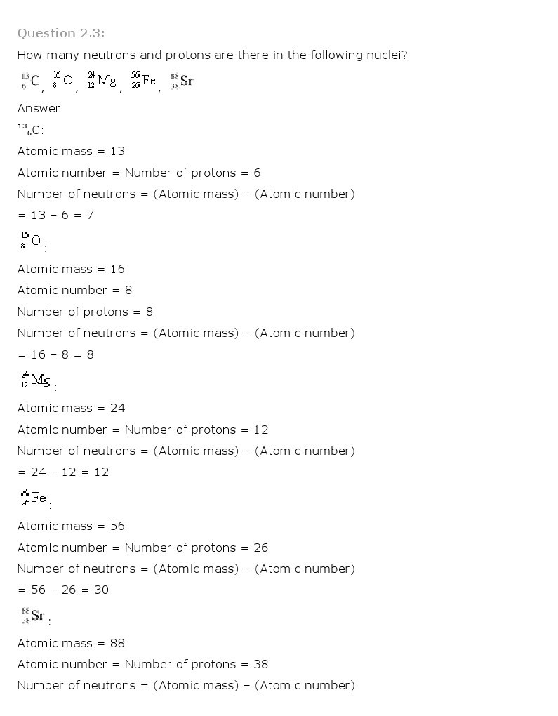 11th, Chemistry, Structure of Atom 3