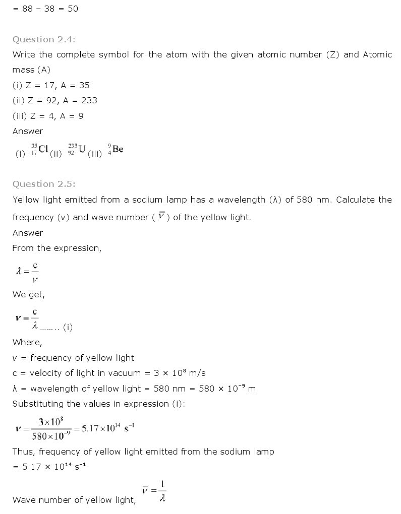 11th, Chemistry, Structure of Atom 4