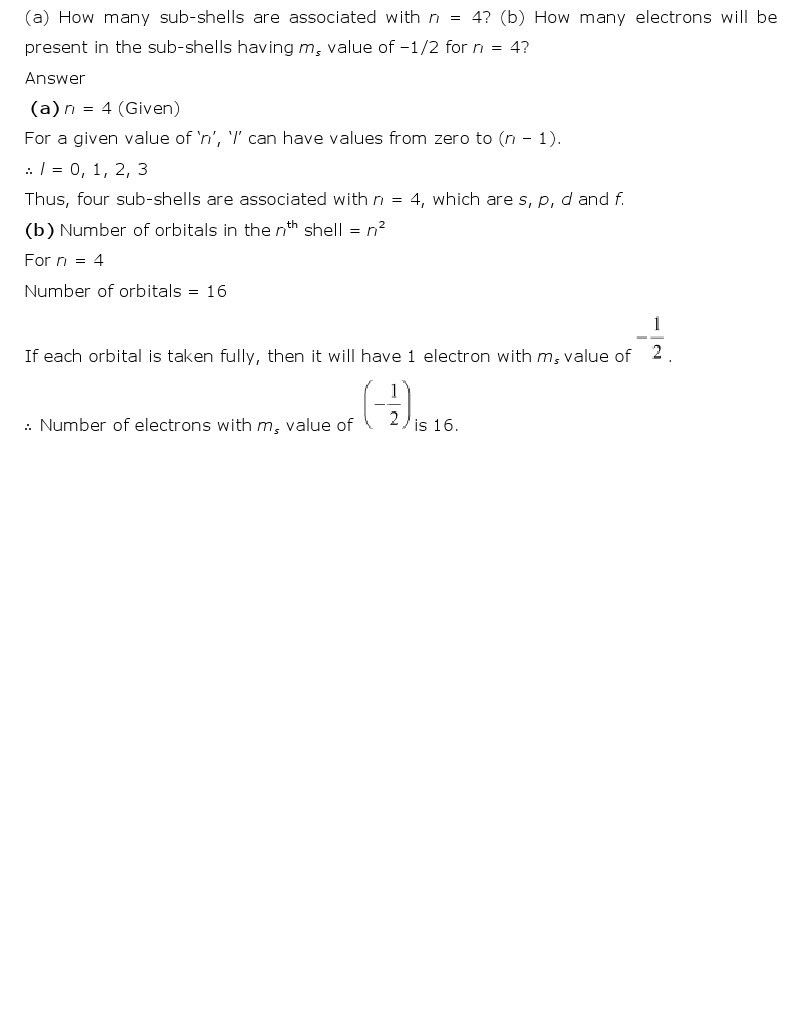 11th, Chemistry, Structure of Atom 50