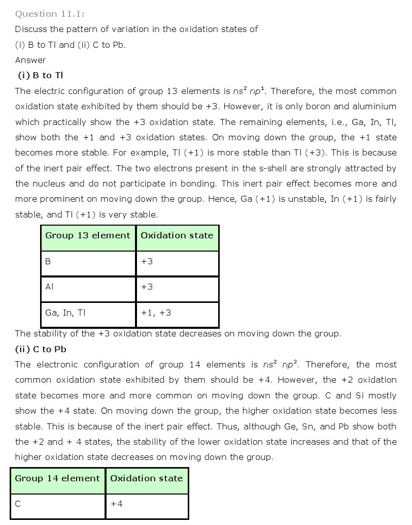 11th, Chemistry, The p-Block Elements 1