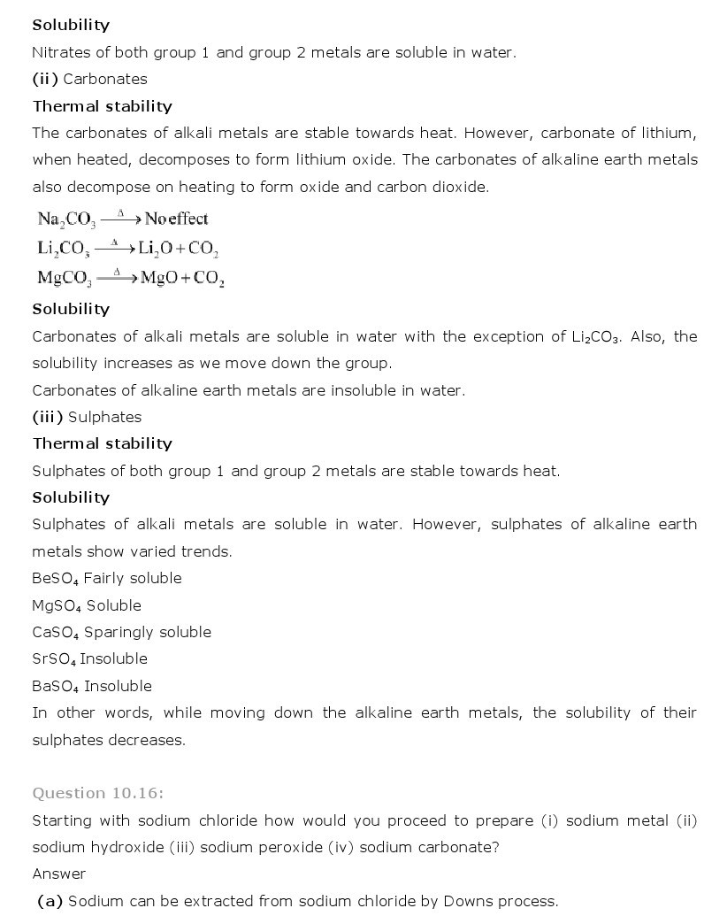 11th, Chemistry, The s- Block Elements 10