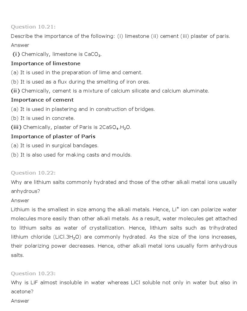 11th, Chemistry, The s- Block Elements 14