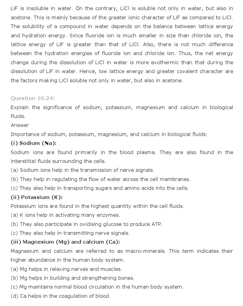 11th, Chemistry, The s- Block Elements 15