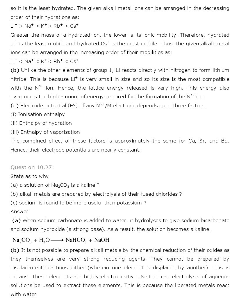 11th, Chemistry, The s- Block Elements 17