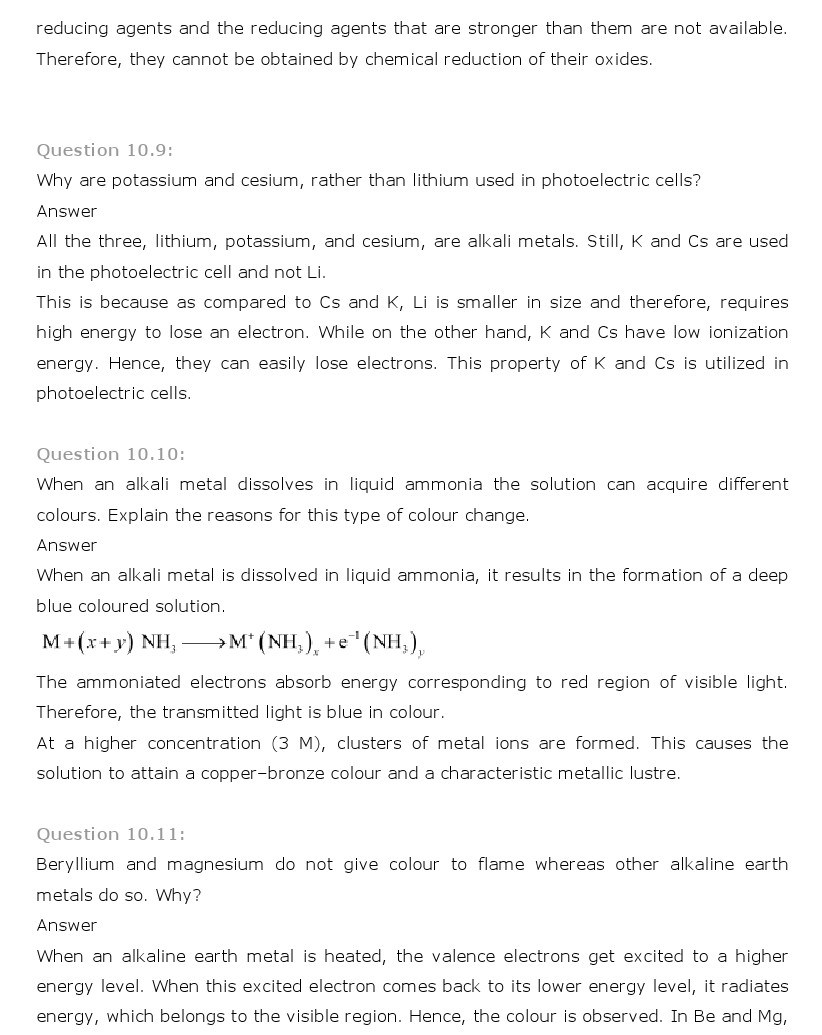 11th, Chemistry, The s- Block Elements 7