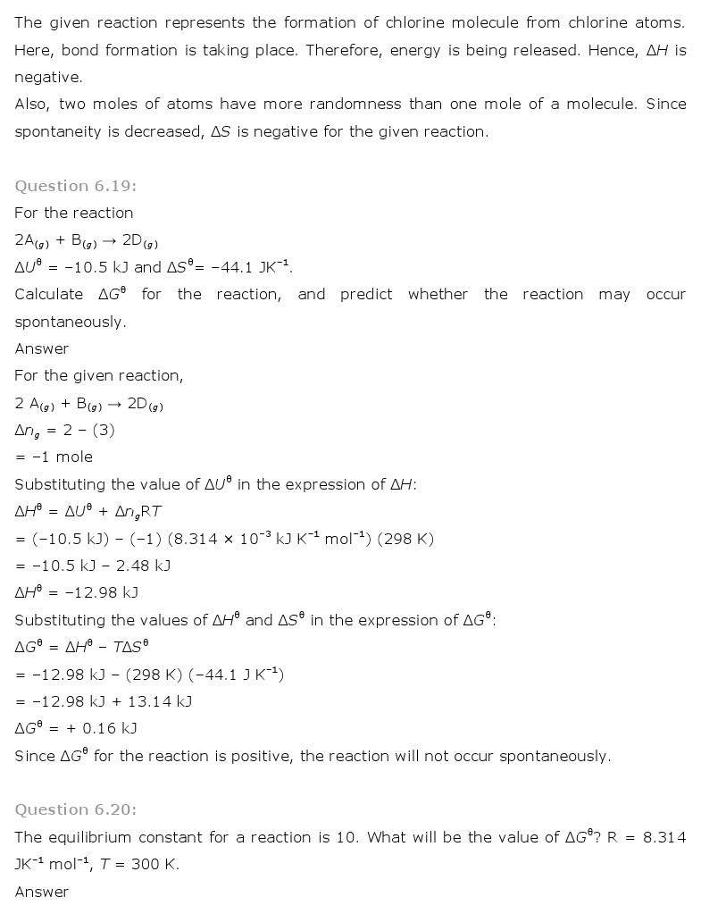 11th, Chemistry, Thermodynamics 10