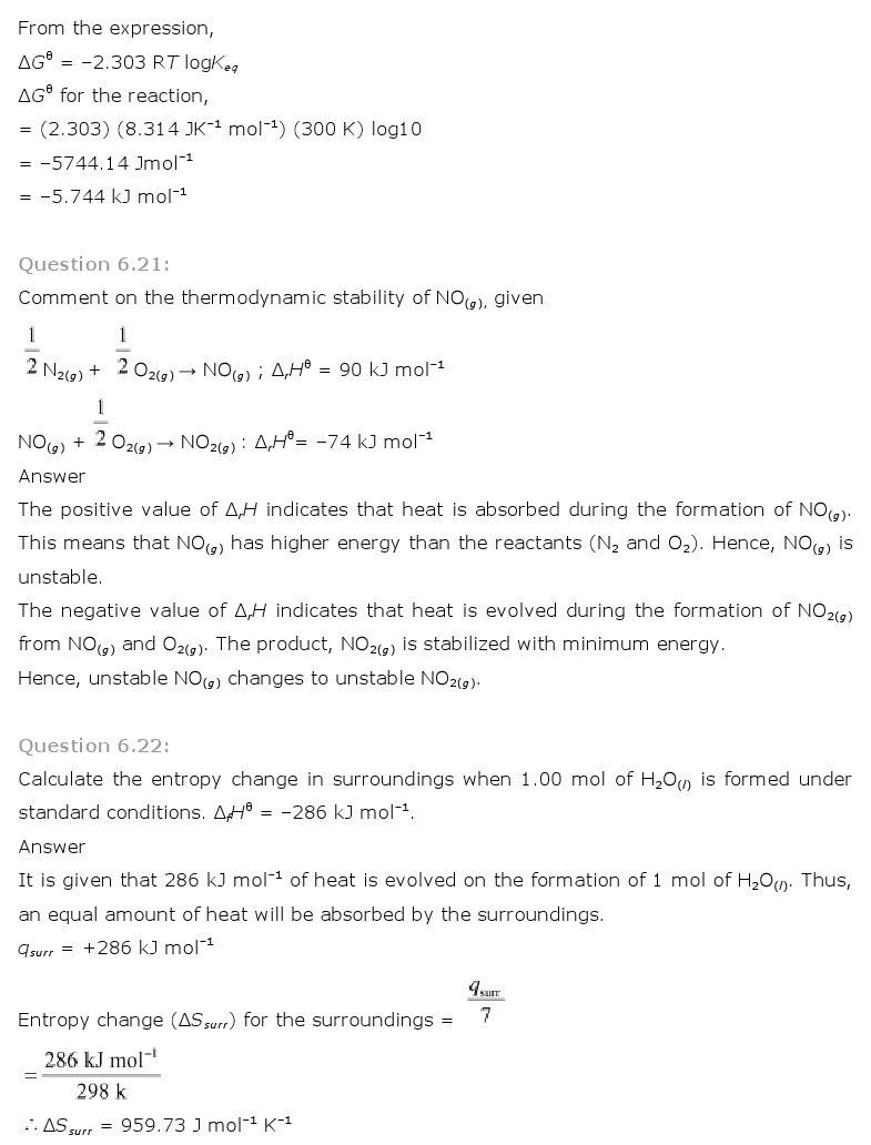 11th, Chemistry, Thermodynamics 11