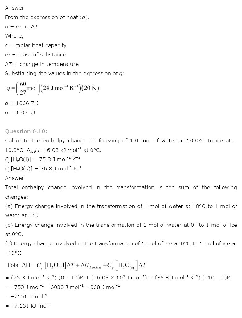 case study based questions on thermodynamics class 11 chemistry