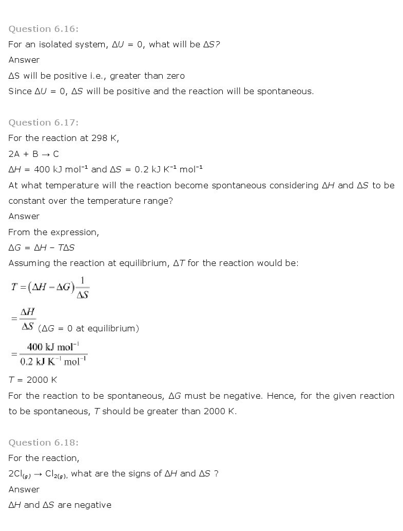 case study based questions on thermodynamics class 11 chemistry