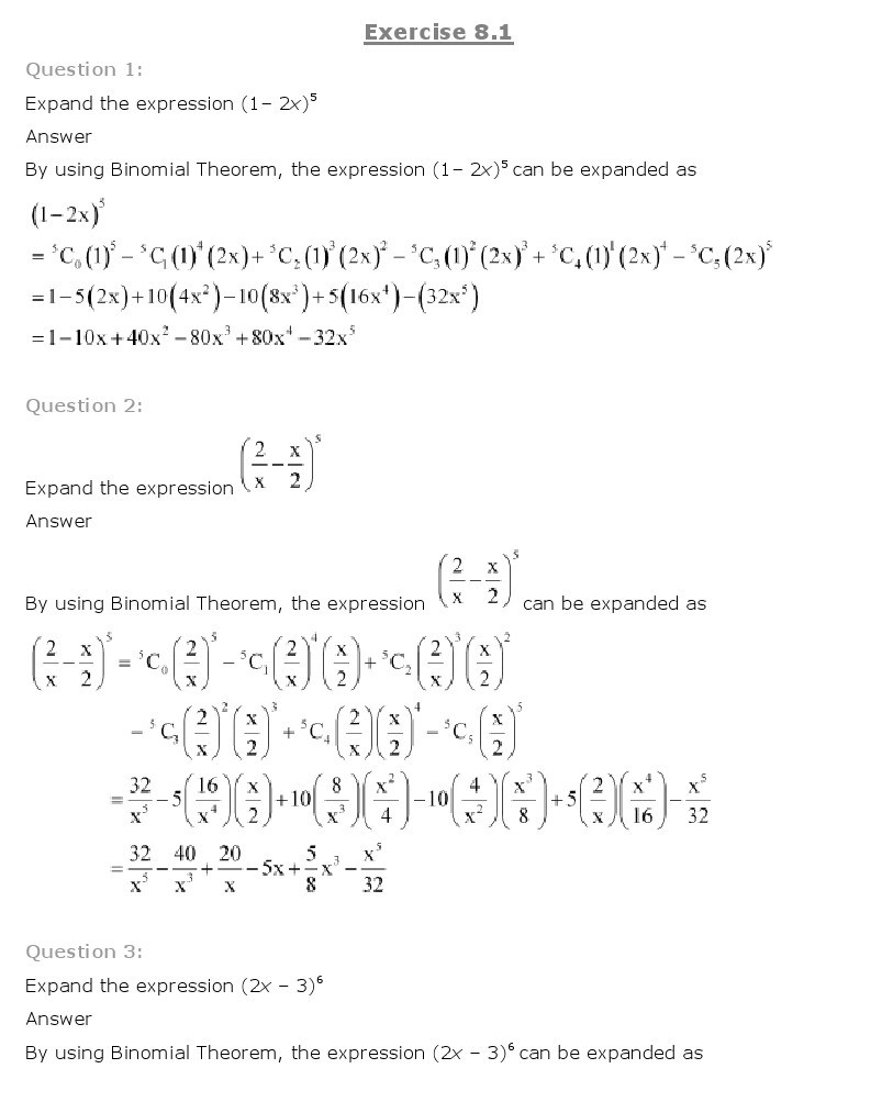 11th, Maths, Binomial Theorem 1