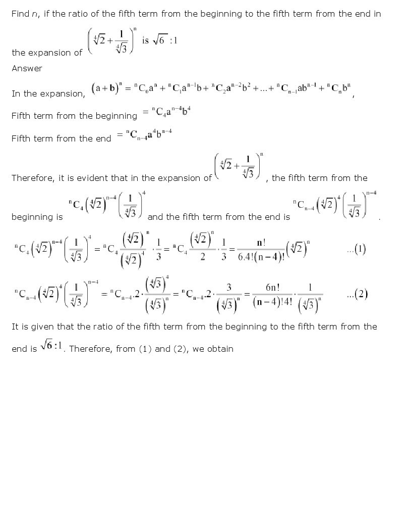 11th, Maths, Binomial Theorem 22