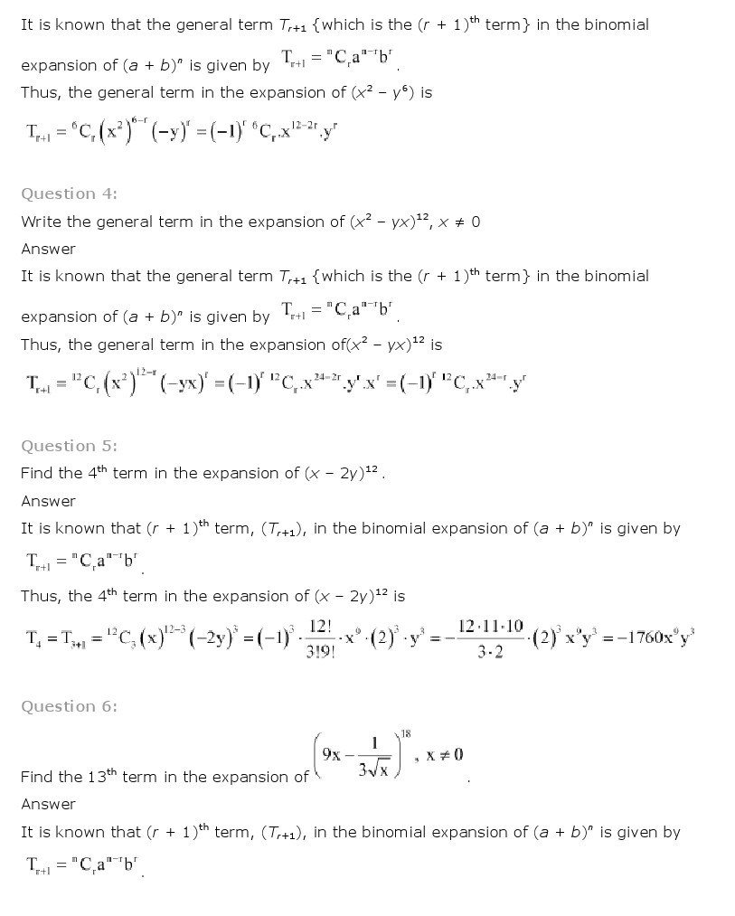 worksheet Binomial Theorem Worksheet Pdf binomial theorem class 11 mathematics ncert solutions 11th maths 9