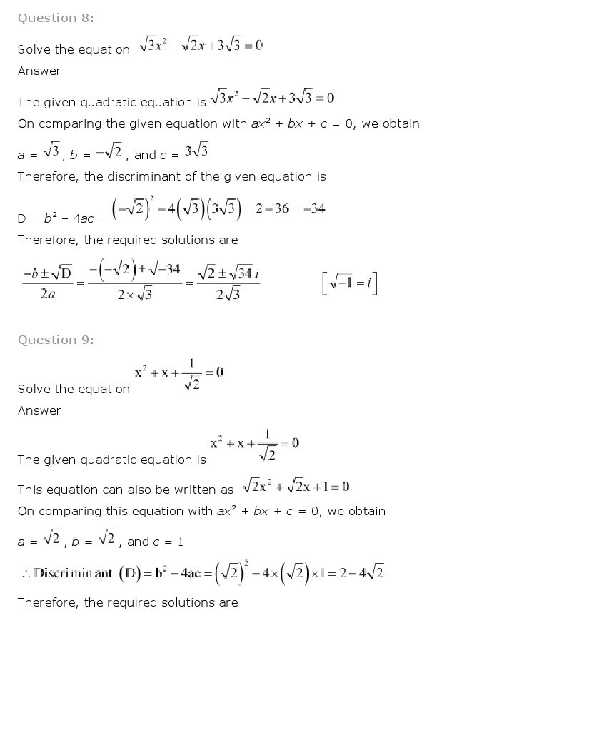 complex number and quadratic equation class 11 ncert
