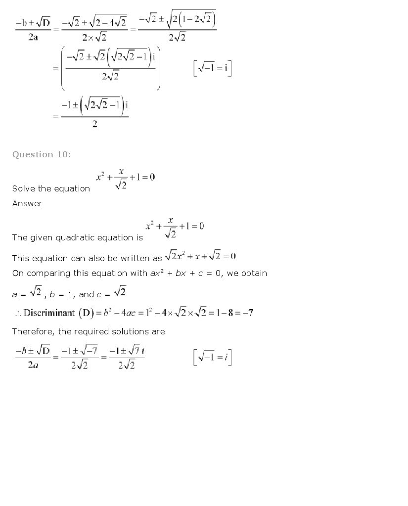 11th, Maths, Complex Numbers & Quadratic Equations 17