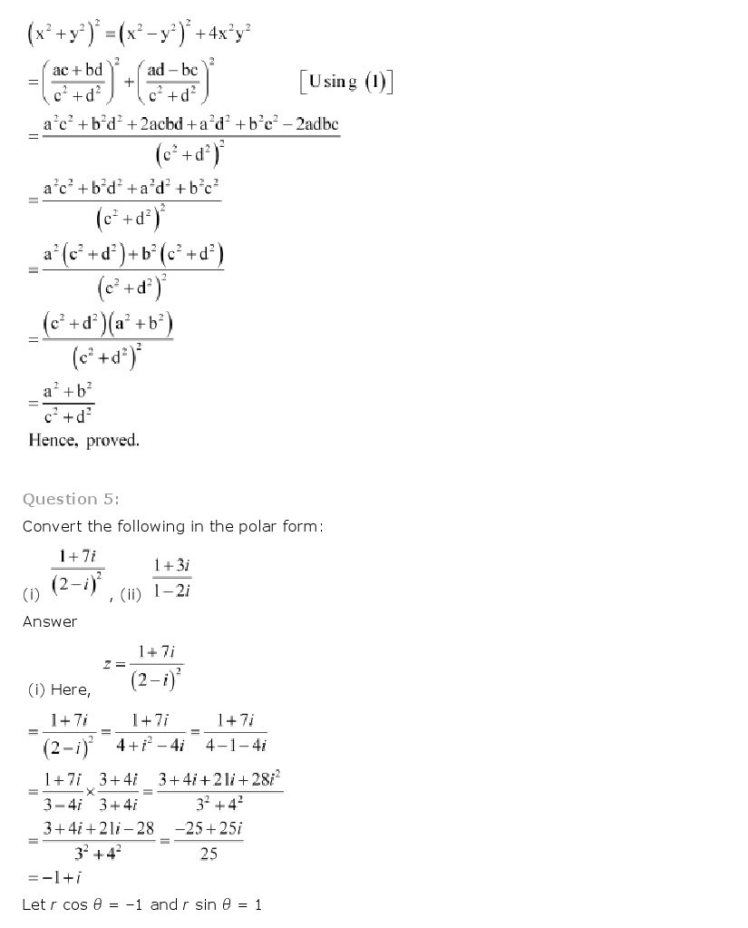 11th, Maths, Complex Numbers & Quadratic Equations 22