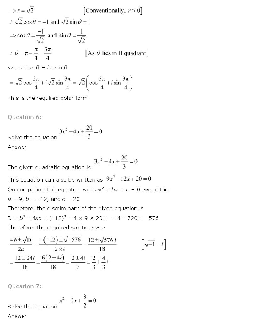 11th, Maths, Complex Numbers & Quadratic Equations 24