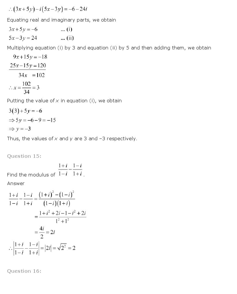 11th, Maths, Complex Numbers & Quadratic Equations 30