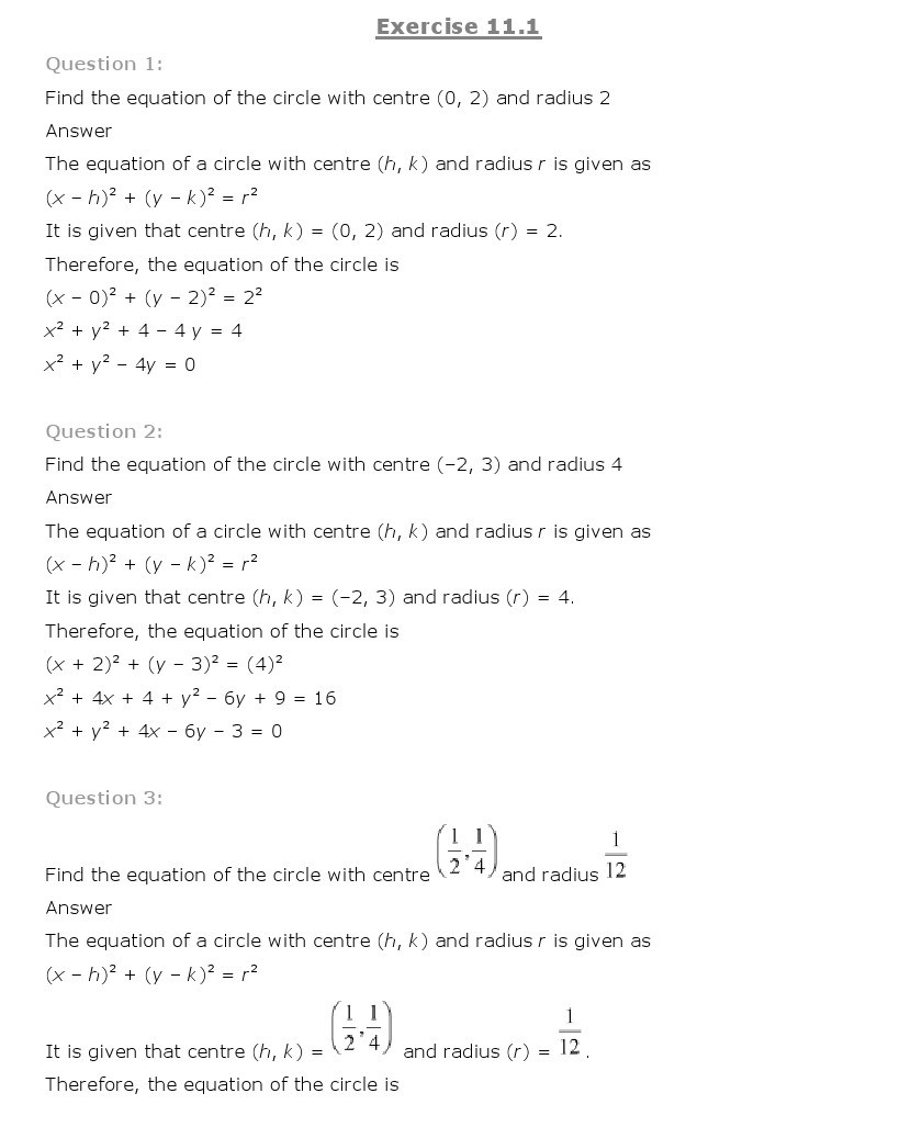 11th, Maths, Conic Sections 1