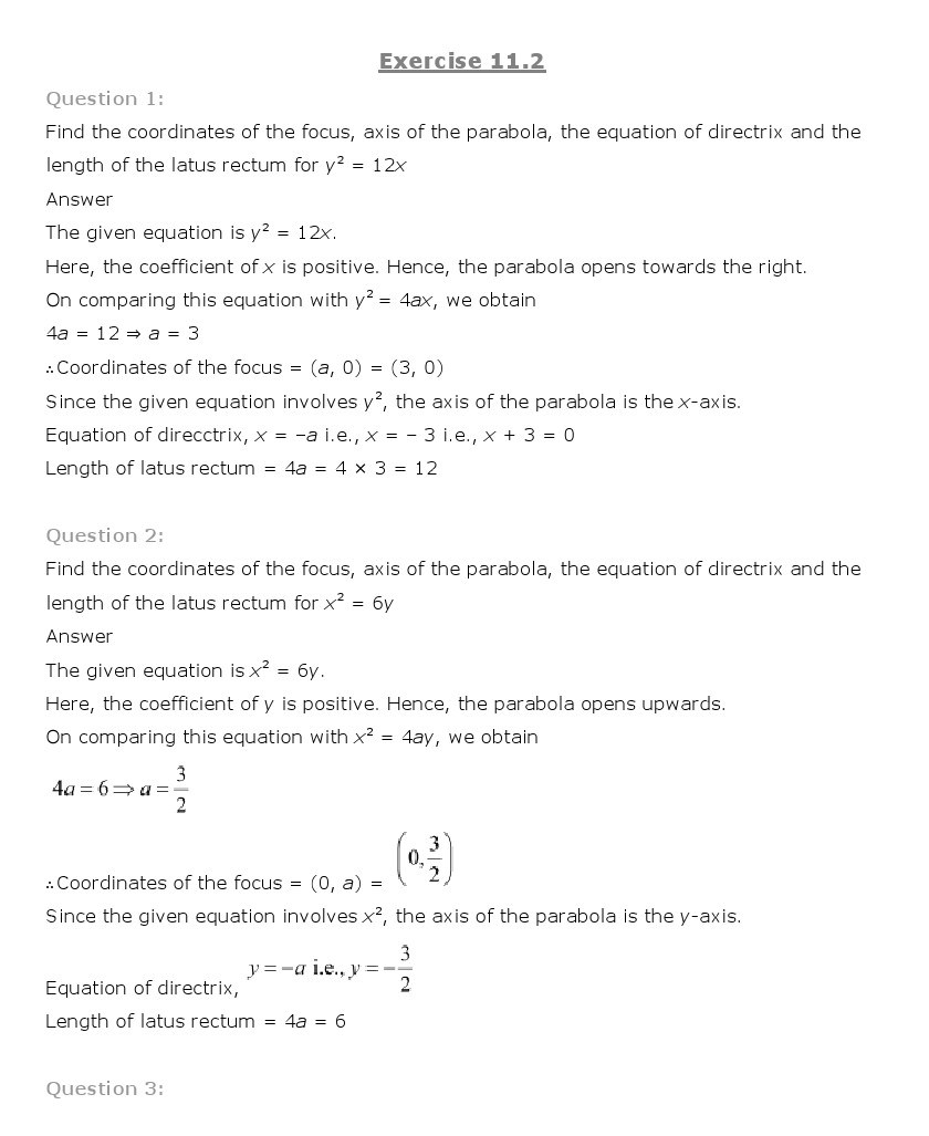 11th, Maths, Conic Sections 10