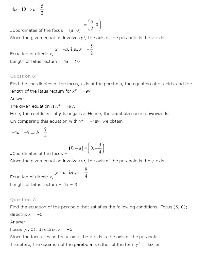 11th, Maths, Conic Sections 12