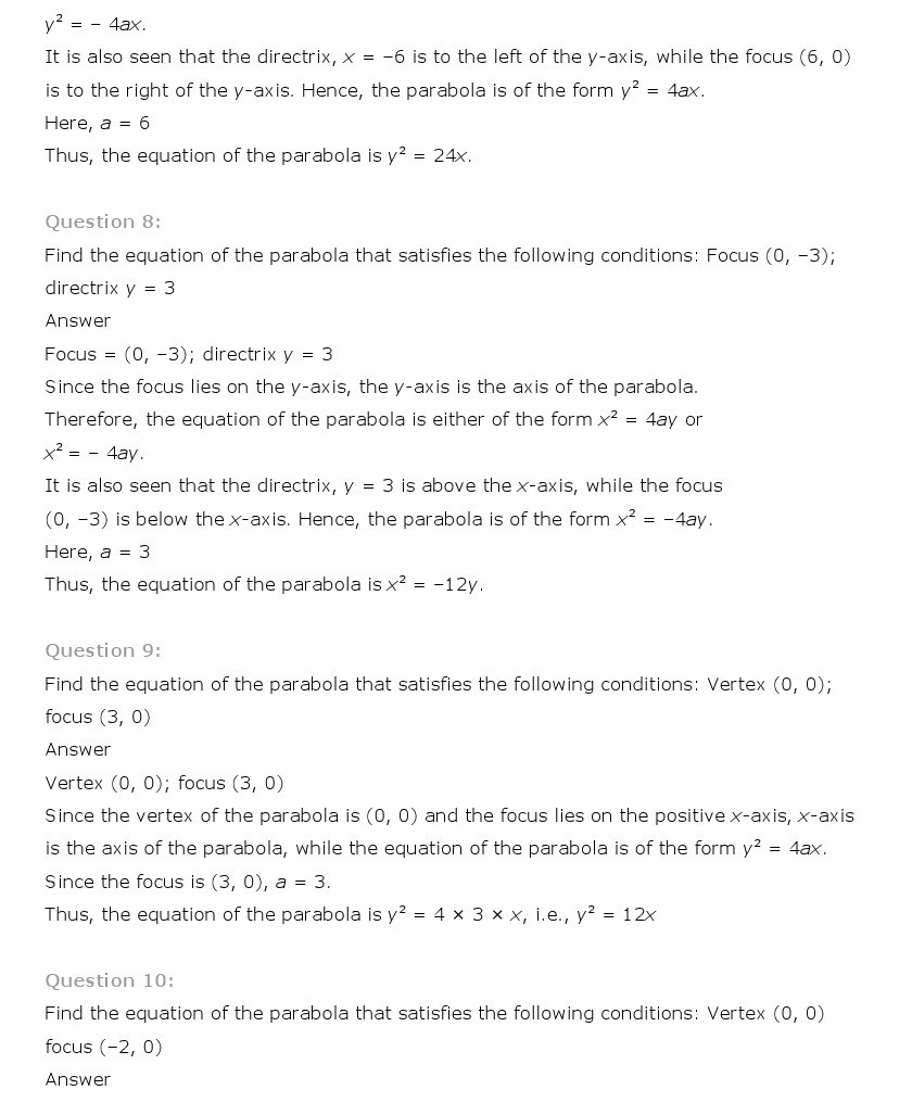 11th, Maths, Conic Sections 13
