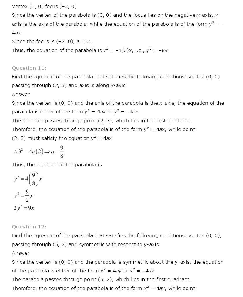 11th, Maths, Conic Sections 14