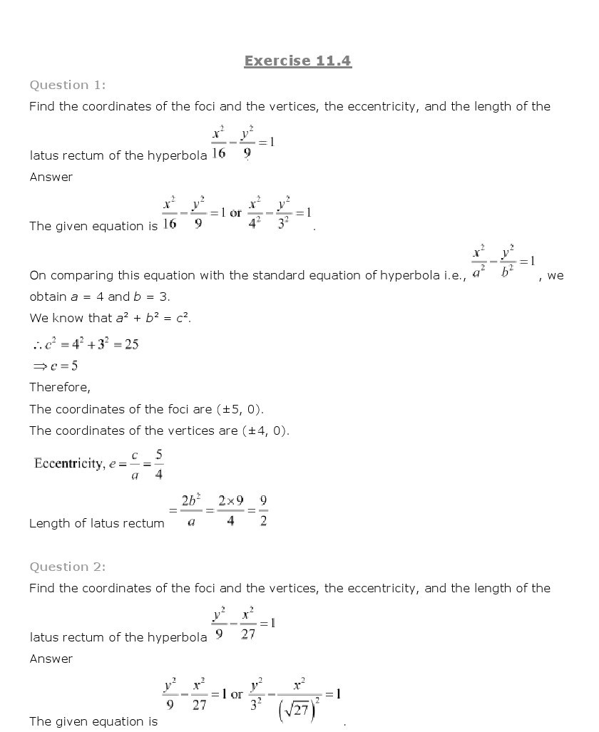 11th, Maths, Conic Sections 30