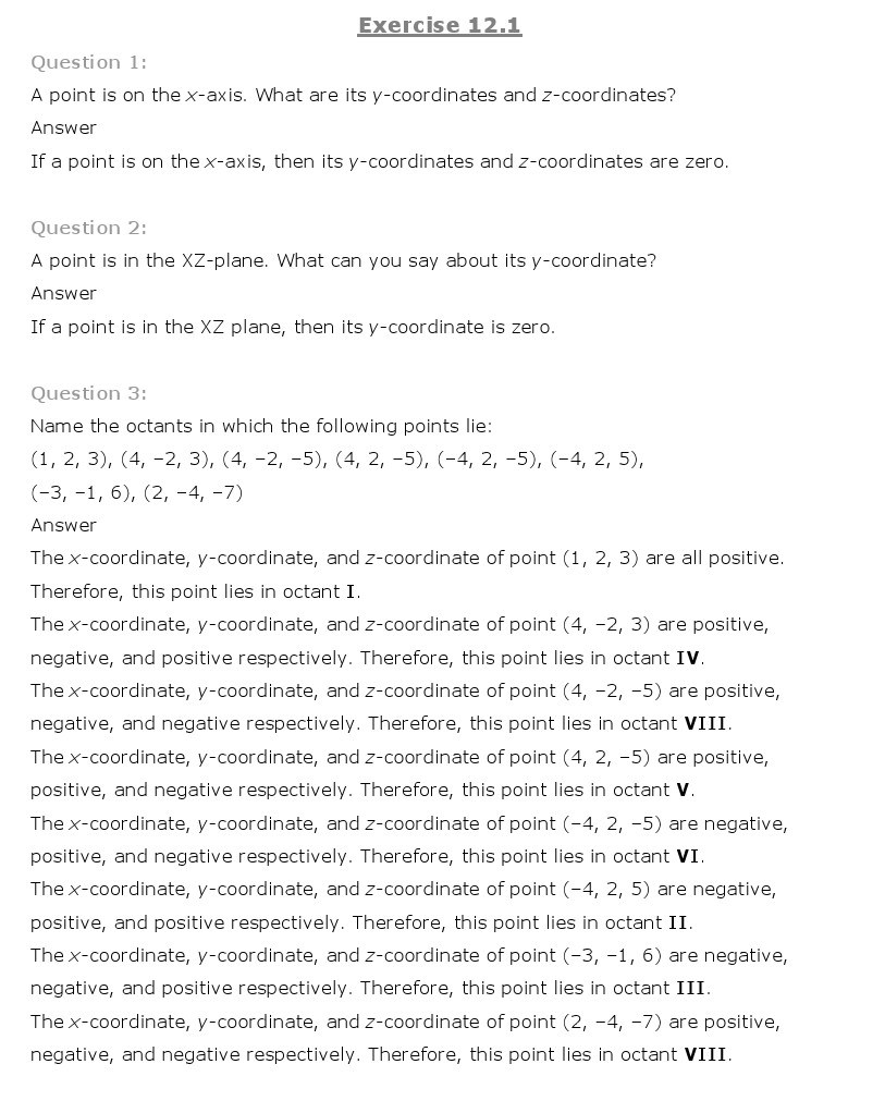 11th, Maths, Introduction to 3 Dimensional Geometry 1