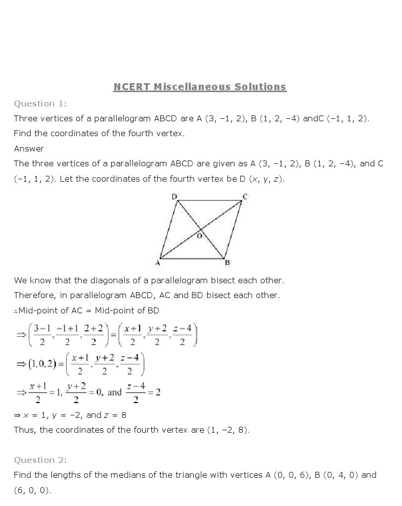 11th, Maths, Introduction to 3 Dimensional Geometry 12