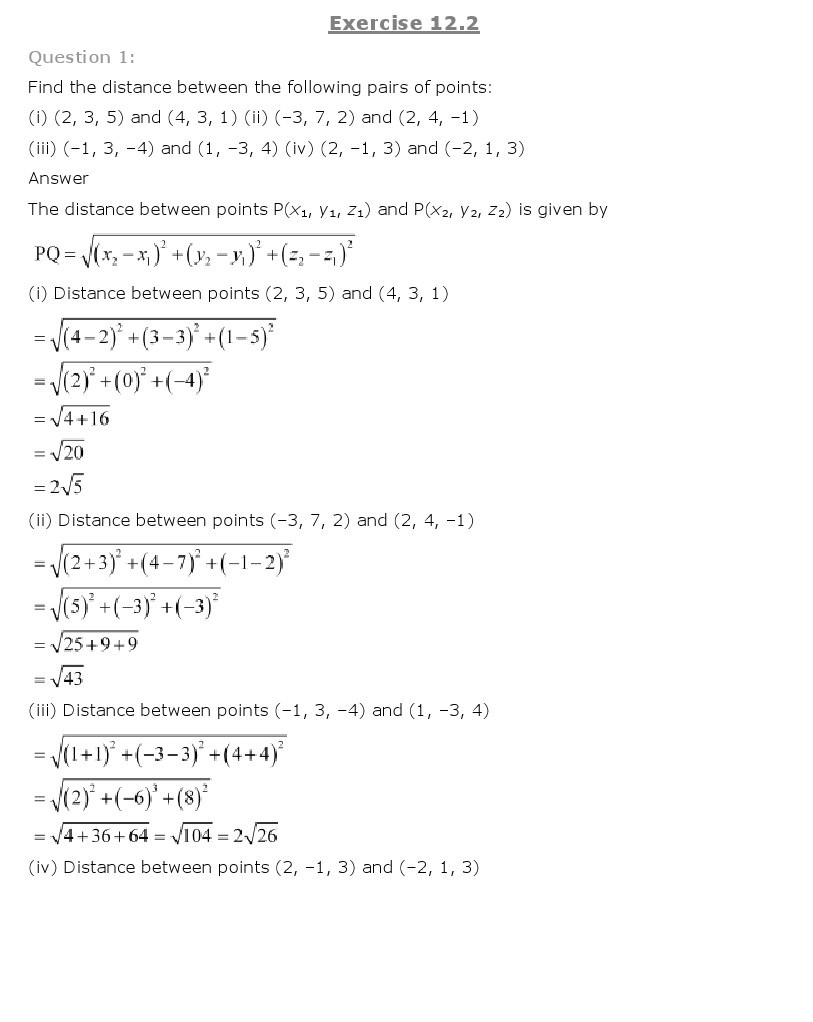 11th, Maths, Introduction to 3 Dimensional Geometry 3