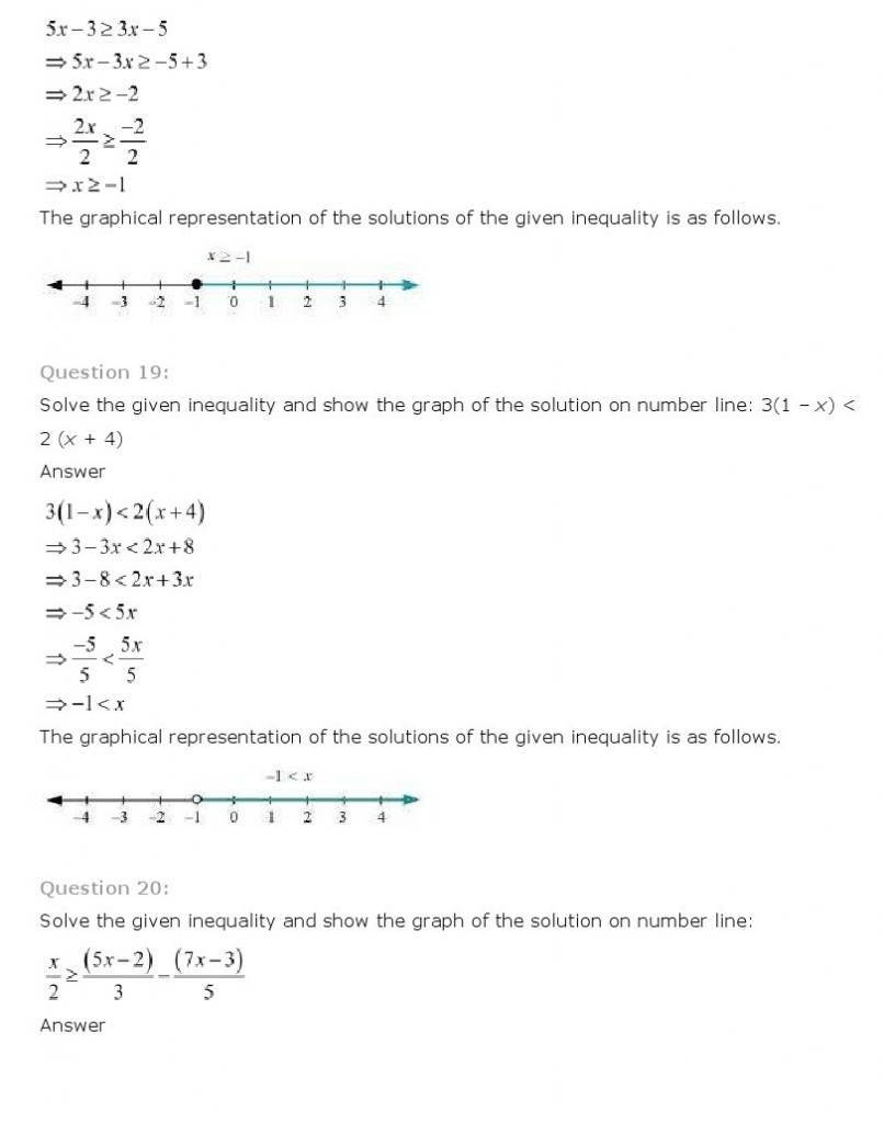 Linear Inequalities Class 11 Mathematics NCERT Solutions Linear inequalities class 11 mathematics ncert solutions