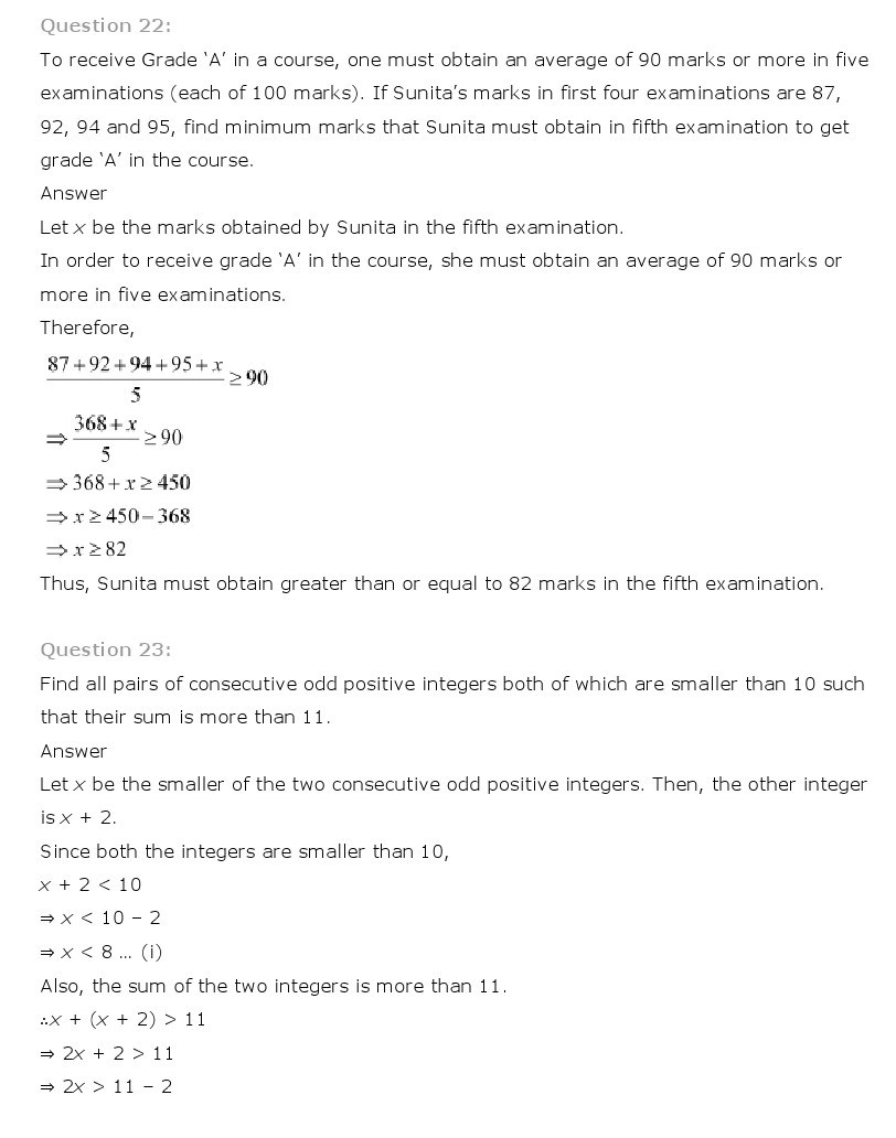 11th, Maths, Linear Inequalities 12