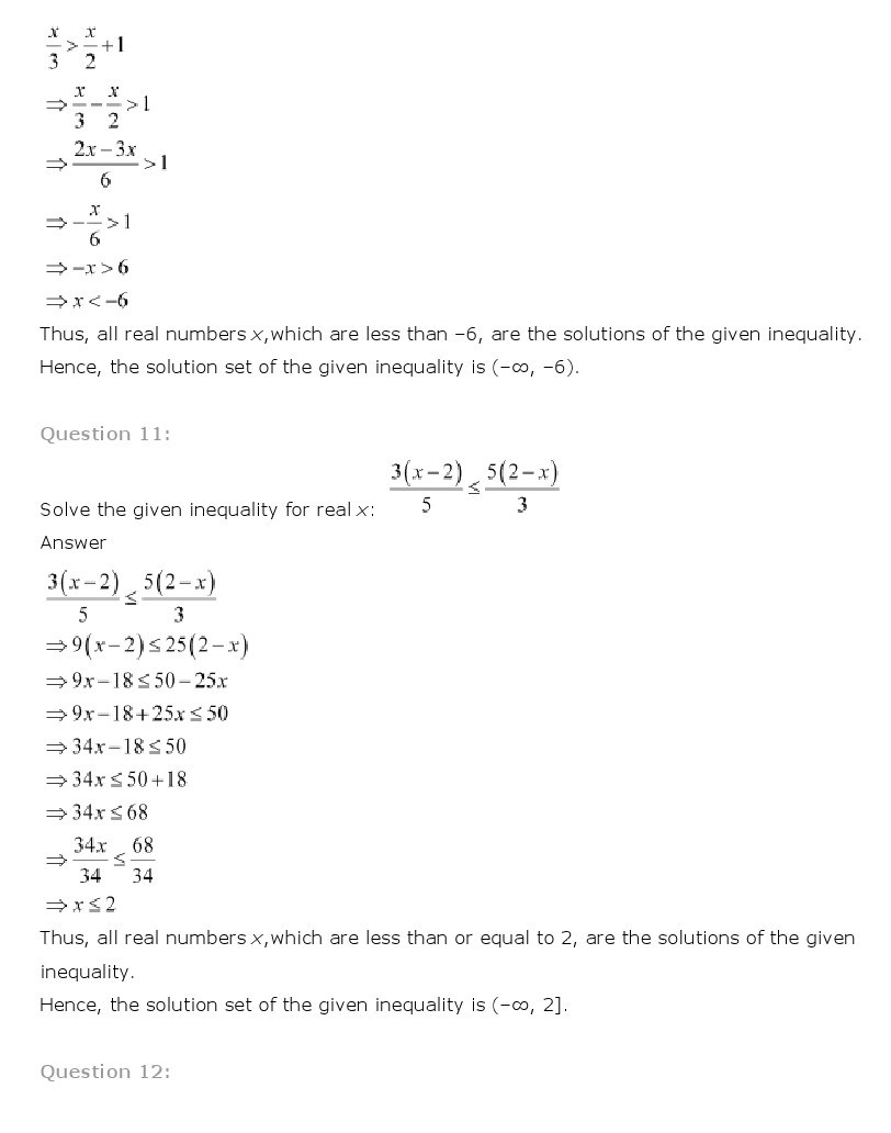 11th, Maths, Linear Inequalities 6