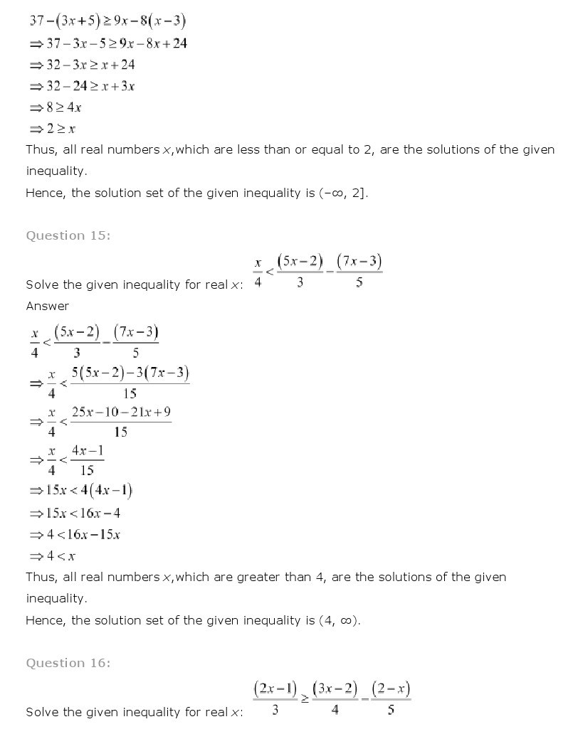 11th, Maths, Linear Inequalities 8