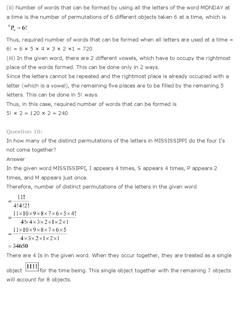 11th, Maths, Permutations & Combinations 12