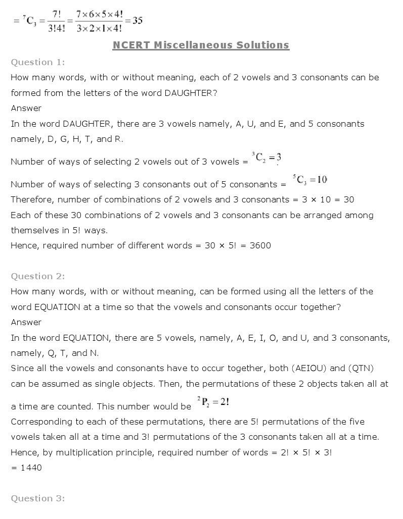 11th, Maths, Permutations & Combinations 20