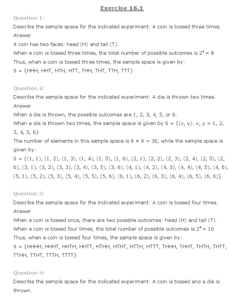 11th, Maths, Probability 1