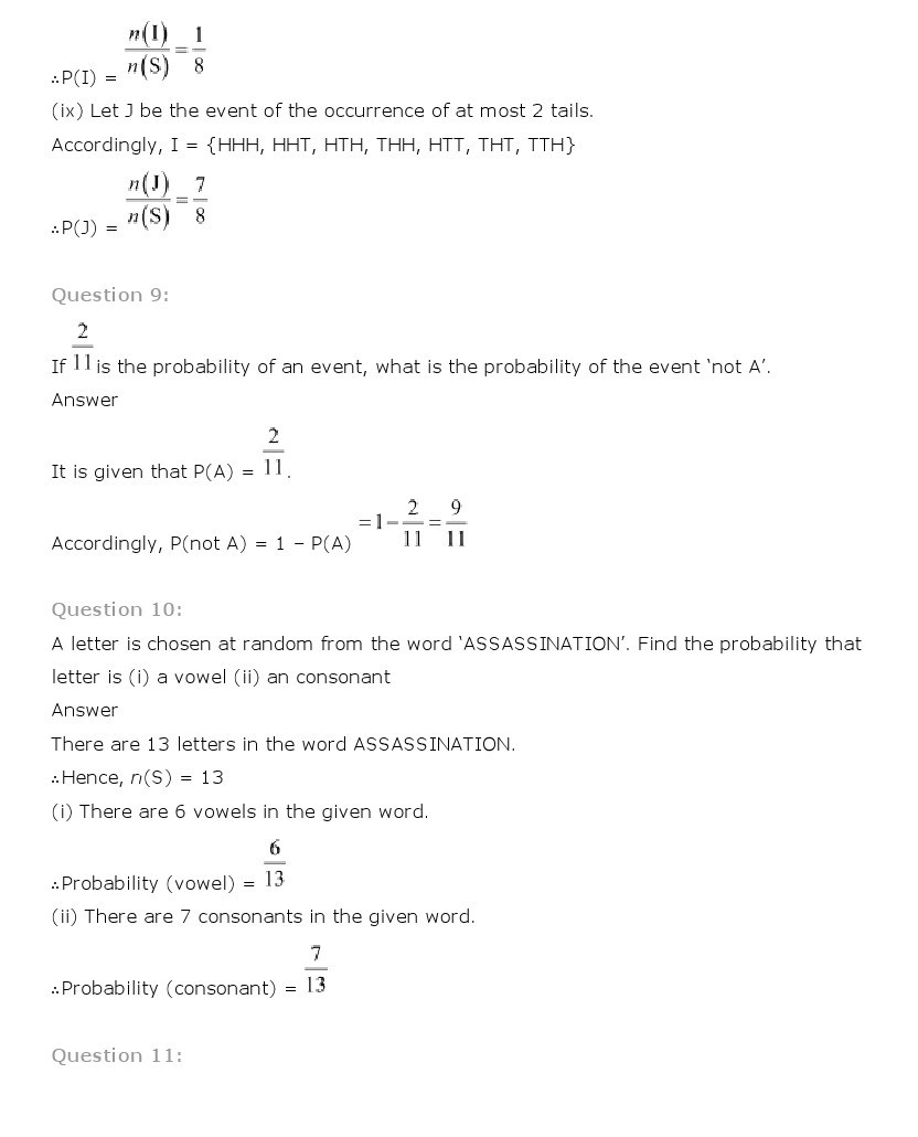 11th, Maths, Probability 23