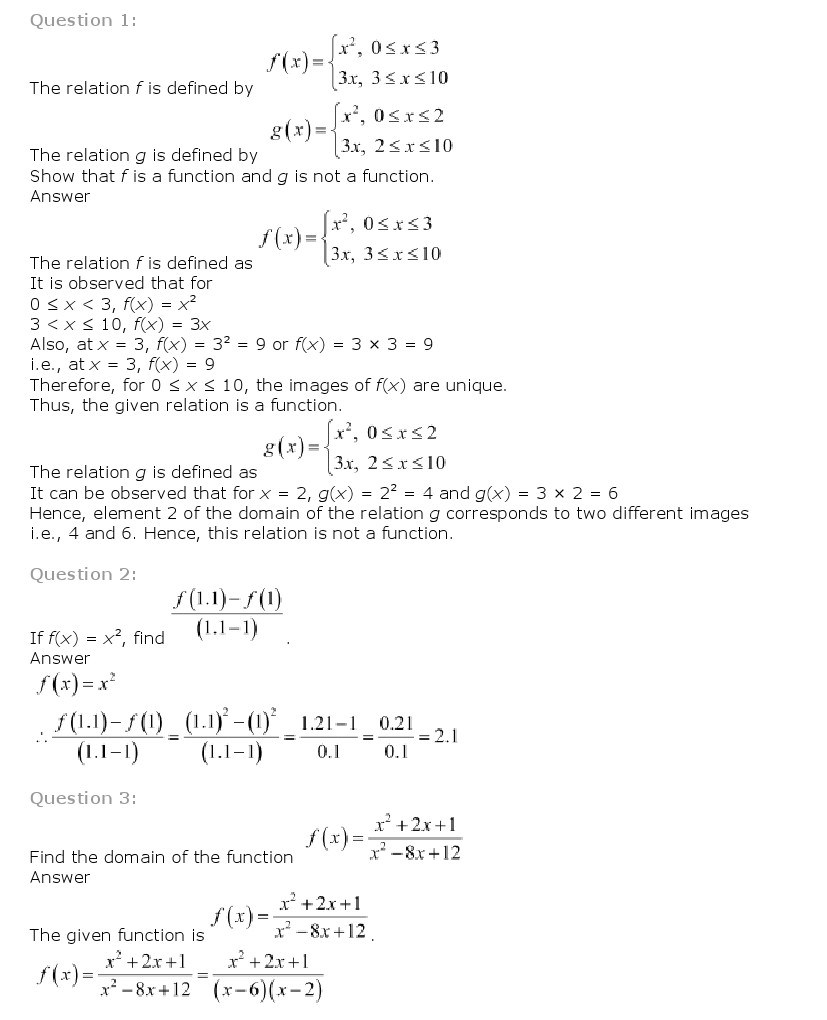 case study question on relation and function class 11