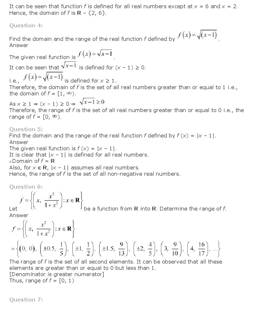 11th, Maths, Relations & Functions 11