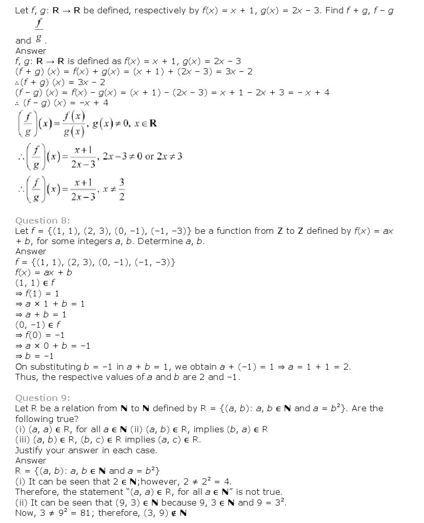 11th, Maths, Relations & Functions 12