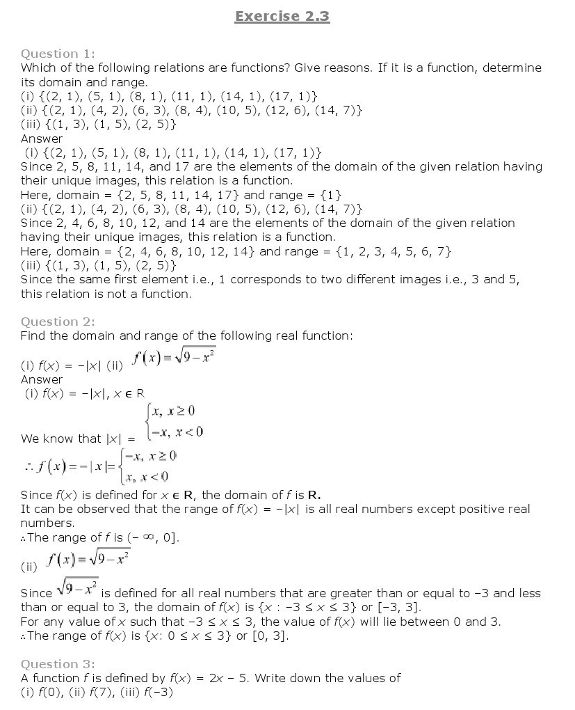 11th, Maths, Relations & Functions 6